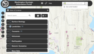Washington State Department of Natural Resources Geology Portal, Selected Landslide Hazard option